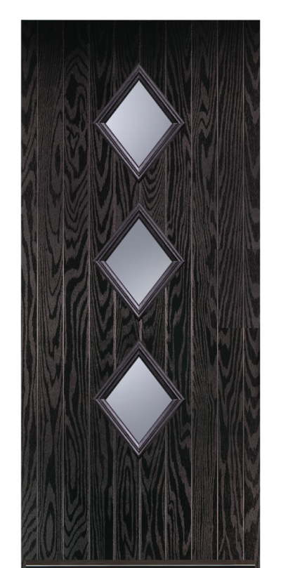 3 Diamond Composite Door Black Brown