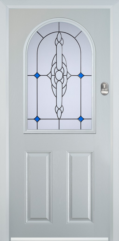 2 Panel 1 Arch Composite Door Crystal Bohemia Blue