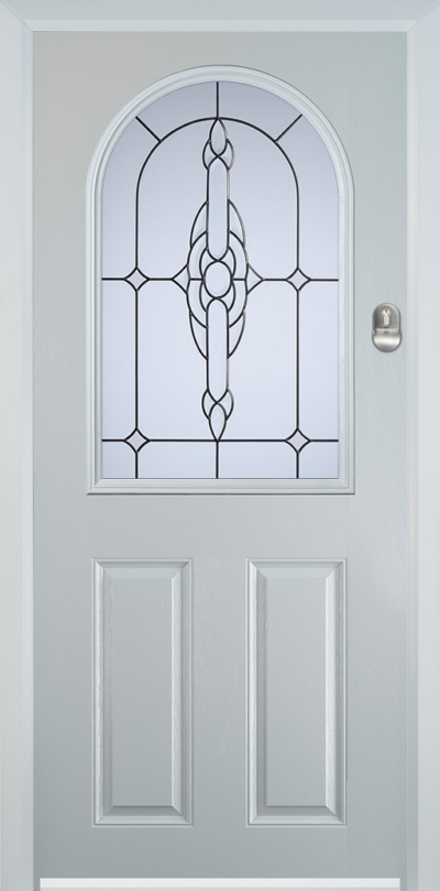 2 Panel 1 Arch Composite Door Crystal Bohemia Frost