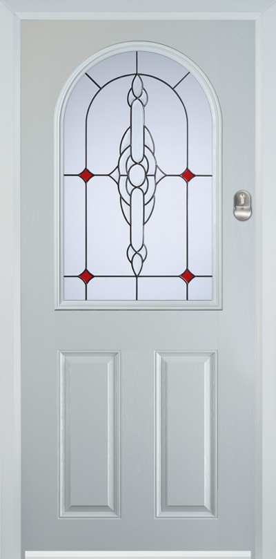 2 Panel 1 Arch Composite Door Crystal Bohemia Red