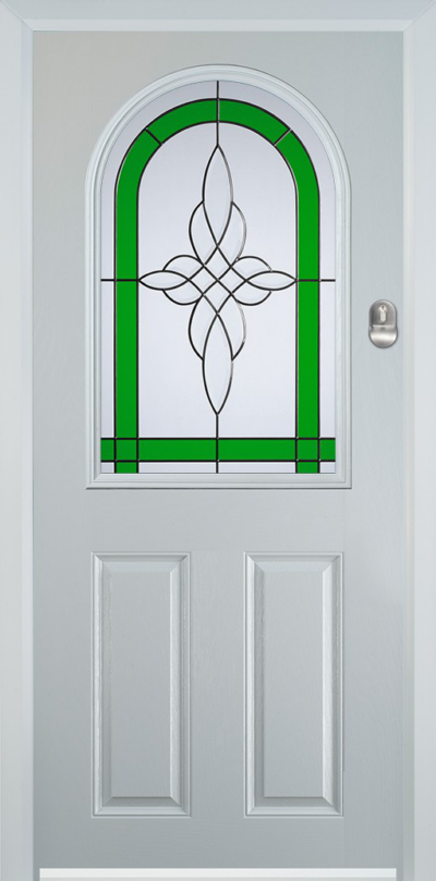 2 Panel 1 Arch Composite Door Crystal Harmony Green