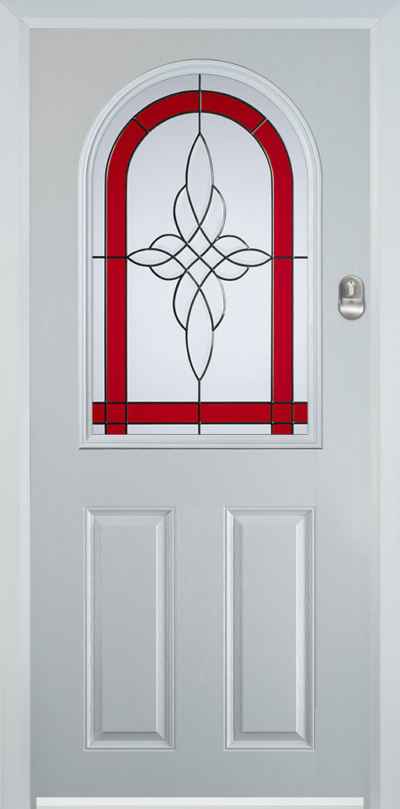 2 Panel 1 Arch Composite Door Crystal Harmony Red