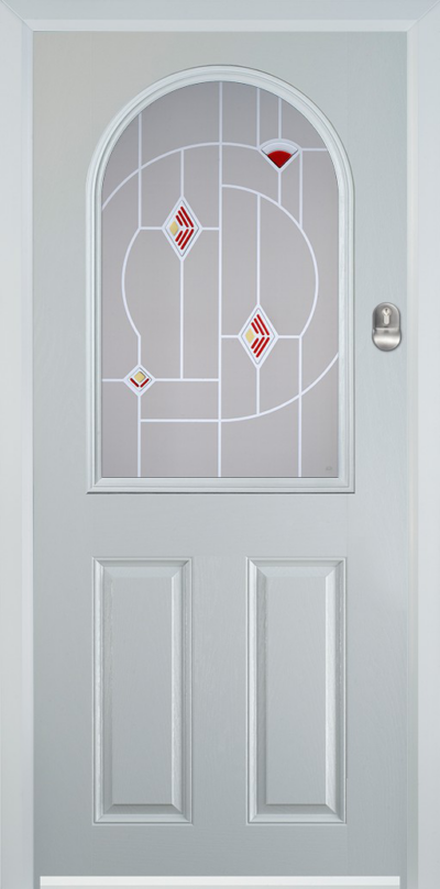 2 Panel 1 Arch Composite Door Murano Red