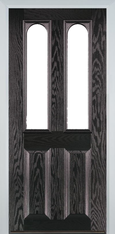 2 Panel 2 Arch Composite Door Black Brown
