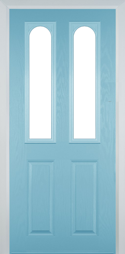 2 Panel 2 Arch Composite Door Duck Egg Blue