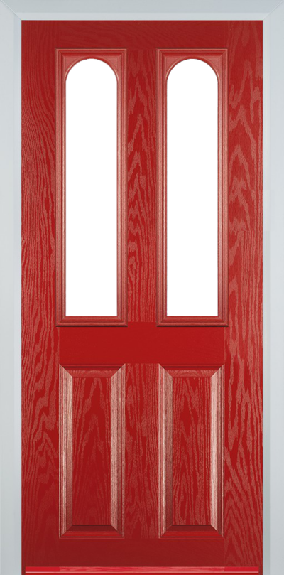 2 Panel 2 Arch Composite Door Red
