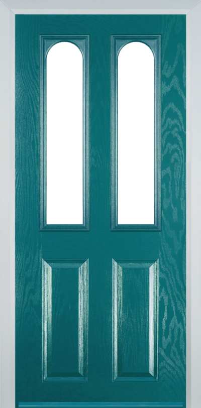 2 Panel 2 Arch Composite Door Turqoise Blue