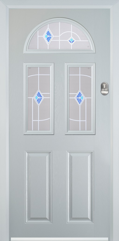 2 Panel 2 Square 1 Arch Composite Door Murano Blue