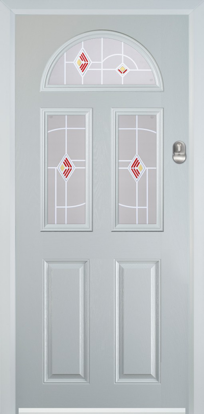 2 Panel 2 Square 1 Arch Composite Door Murano Red