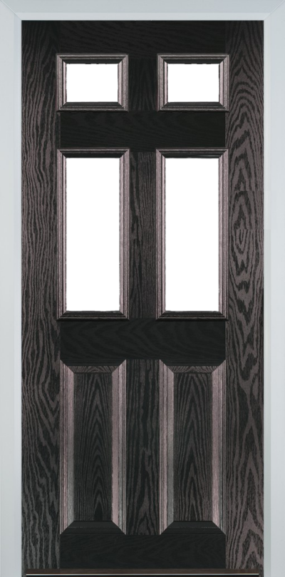 2 Panel 4 Square Composite Door Black Brown