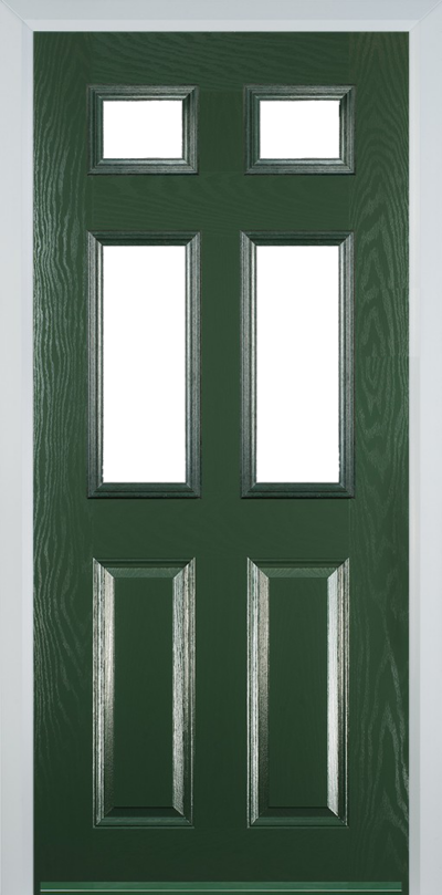2 Panel 4 Square Composite Door Green