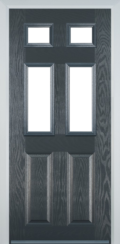 2 Panel 4 Square Composite Door Grey