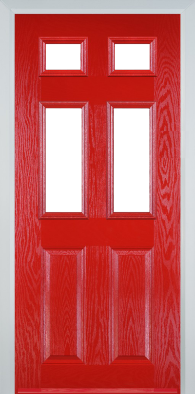 2 Panel 4 Square Composite Door Poppy Red