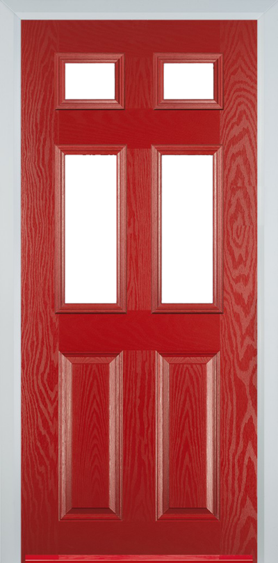 2 Panel 4 Square Composite Door Red
