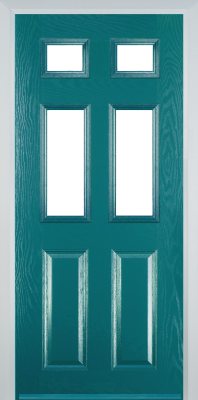 2 Panel 4 Square Composite Door Turquoise Blue