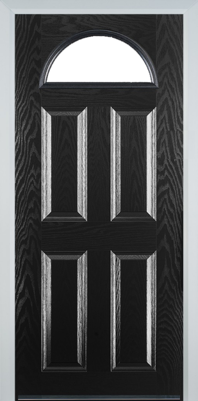 4 Panel 1 Arch Composite Door Black