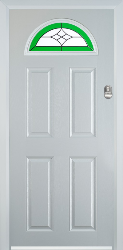 4 Panel 1 Arch Composite Door Crystal Harmony Green
