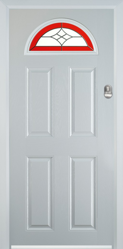 4 Panel 1 Arch Composite Door Crystal Harmony Red