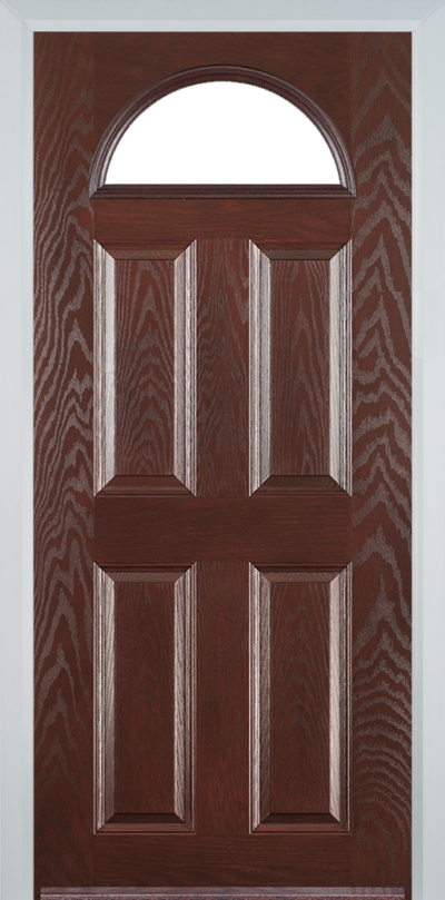 4 Panel 1 Arch Composite Door Dark Wood
