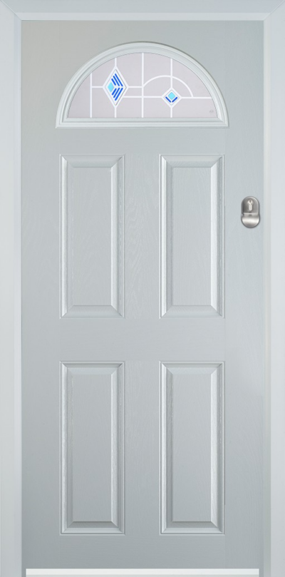 4 Panel 1 Arch Composite Door Murano Blue