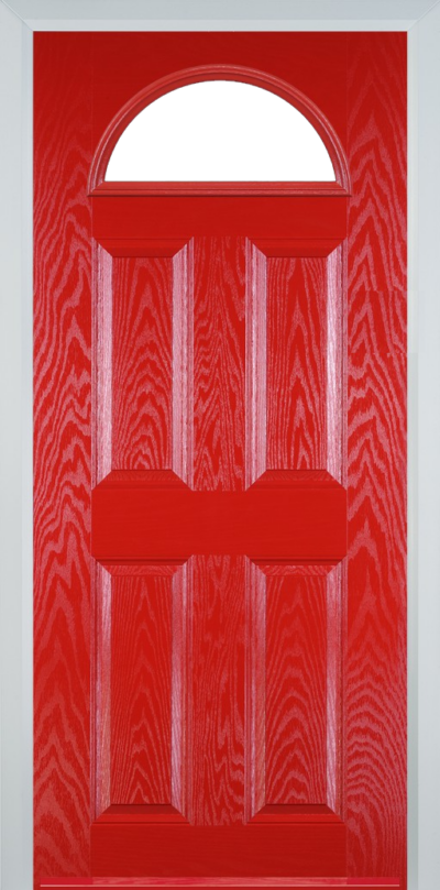 4 Panel 1 Arch Composite Door Poppy Red