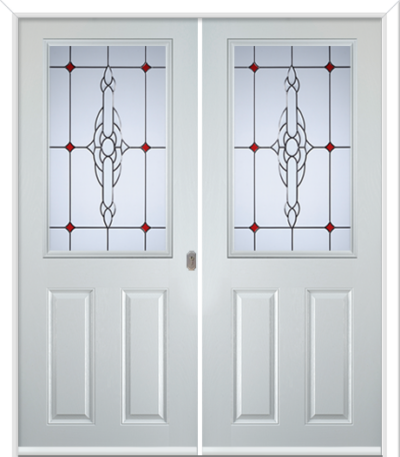 Clumber Composite French Doors Crustal Bohemia Red Zinc Lead
