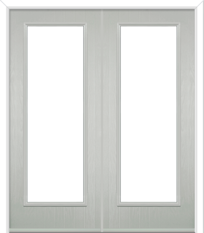 Fully Glazed Composite French Doors Pebble Grey