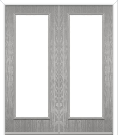 Fully Glazed Composite French Doors Silver Grey
