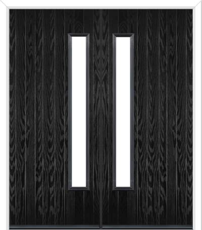 Halam Handle Composite French Doors Black Brown