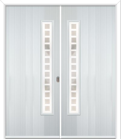Halam Handle Composite French Doors Etched Squares