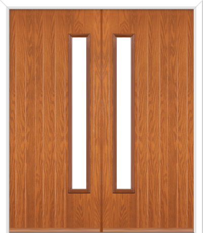 Halam Handle Composite French Doors Golden Oak