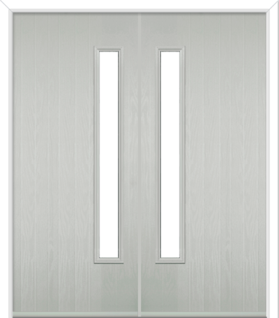 Halam Handle Composite French Doors Pebble Grey