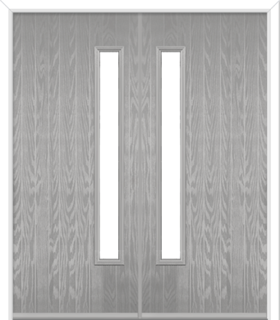 Halam Handle Composite French Doors Silver Grey
