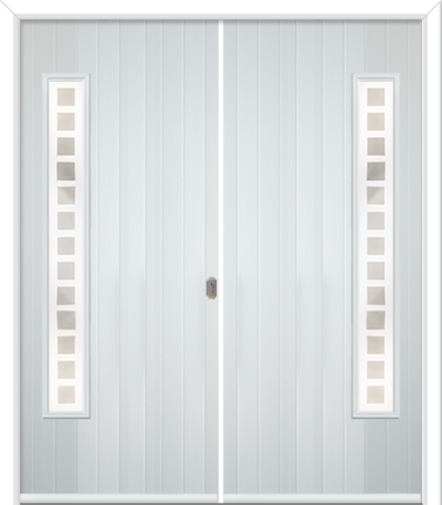 Halam Hinge Composite French Doors Etched Squares