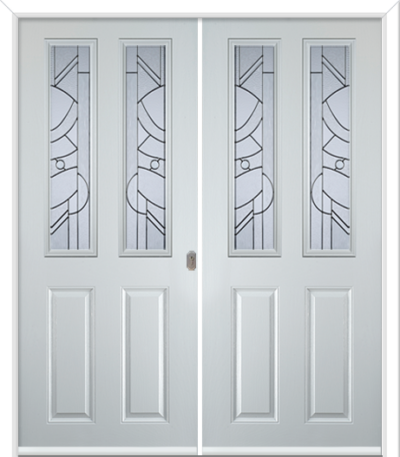 Maple Square Composite French Doors Abstract