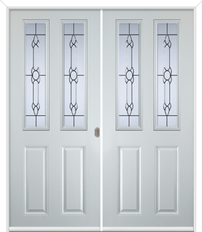 Maple Square Composite French Doors Crystal Bohemia Zinc
