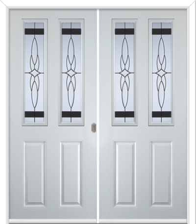 Maple Square Composite French Doors Crystal Harmony Black