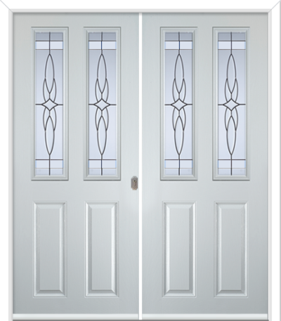 Maple Square Composite French Doors Crystal Harmony Clear