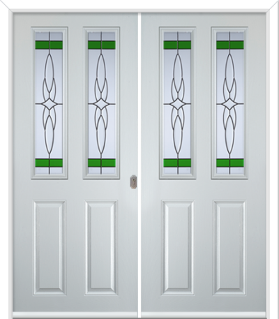 Maple Square Composite French Doors Crystal Harmony Green