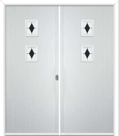 Wellow 2 Composite French Doors Coloured Diamonds Black