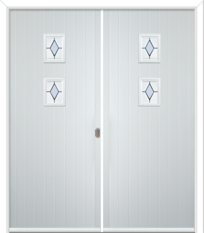 Wellow 2 Composite French Doors Coloured Diamonds Clear