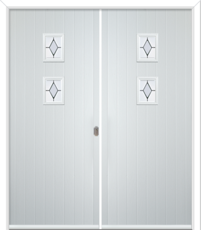 Wellow 2 Composite French Doors Coloured Diamonds Frost