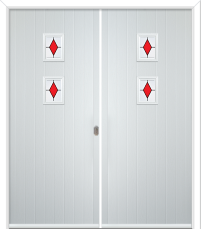 Wellow 2 Composite French Doors Coloured Diamonds Red