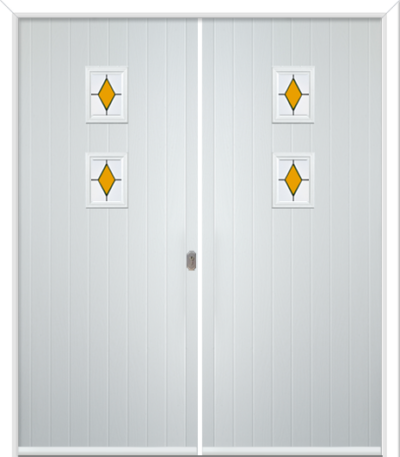Wellow 2 Composite French Doors Coloured Diamonds Yellow