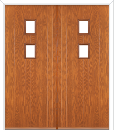 Wellow 2 Composite French Doors Golden Oak