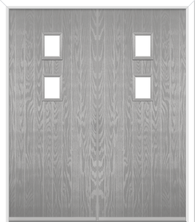 Wellow 2 Composite French Doors Silver Grey