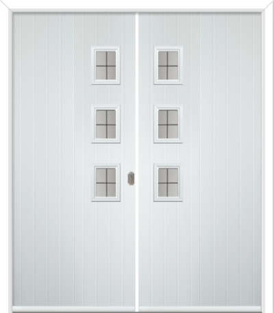 Wellow 3 Handle Composite French Doors 9mm Square Lead