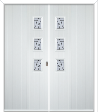 Wellow 3 Handle Composite French Doors Abstract