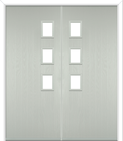 Wellow 3 Handle Composite French Doors Agate Grey