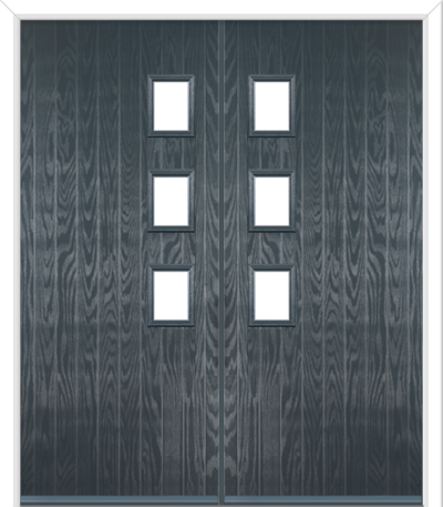 Wellow 3 Handle Composite French Doors Anthracite Grey